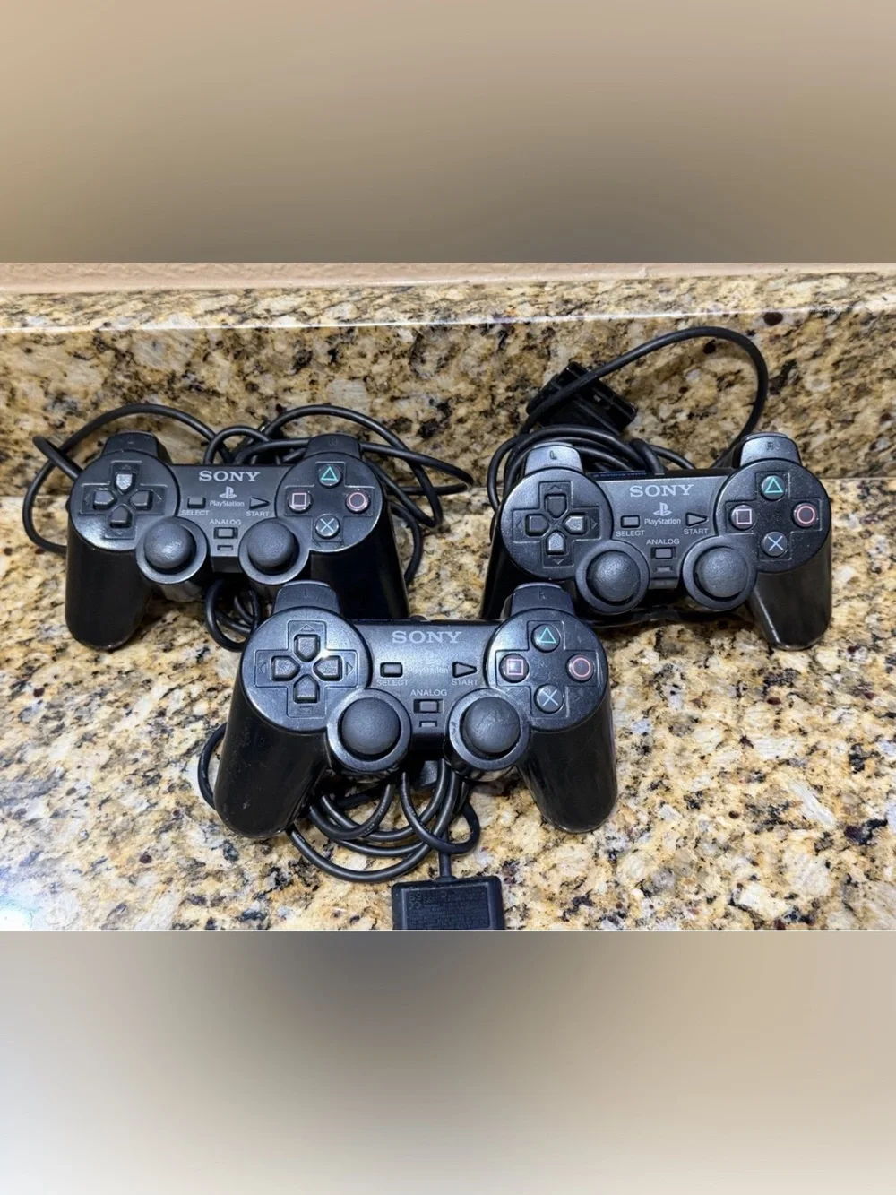 X3 Sony PlayStation 2 DualShock Controller wired PS2 SCPH-10010 Black Tested